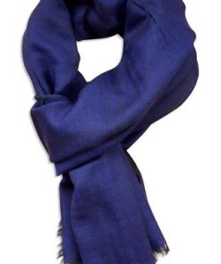 Marine blåt tørklæde i silke og uld