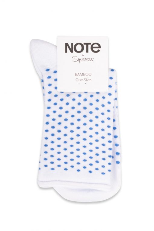 Oroblu - Strømper - Note Woman Bamboo Dots Roll Top - White/Blue Dots