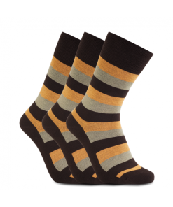 iZ Sock 3pak bambusstrømper med tykke striber i orange og brun