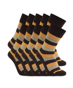 iZ Sock 10pak bambusstrømper med tykke striber i orange og brun
