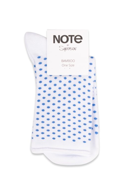 Oroblu - Strømper - Note Woman Bamboo Dots Roll Top - White/Blue Dots